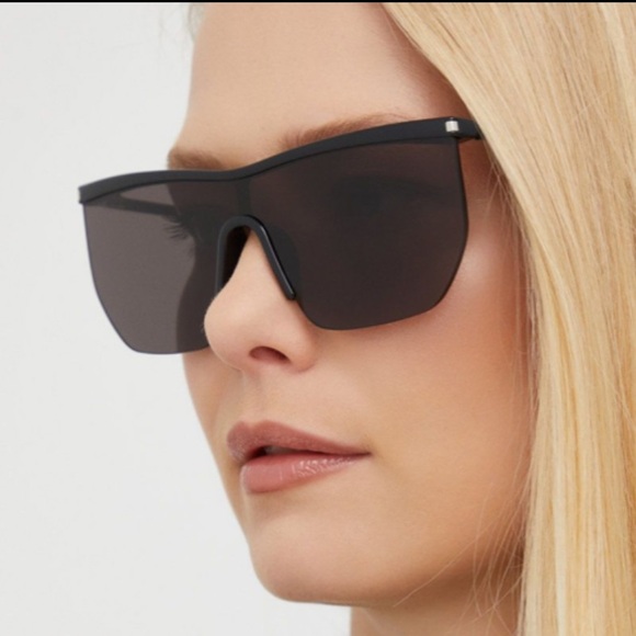 NEW SAINT LAURENT SL 519 MASK 001 OVERSIZED BLACK GREY WOMEN SL519 SUNGLASSES - Picture 2 of 11